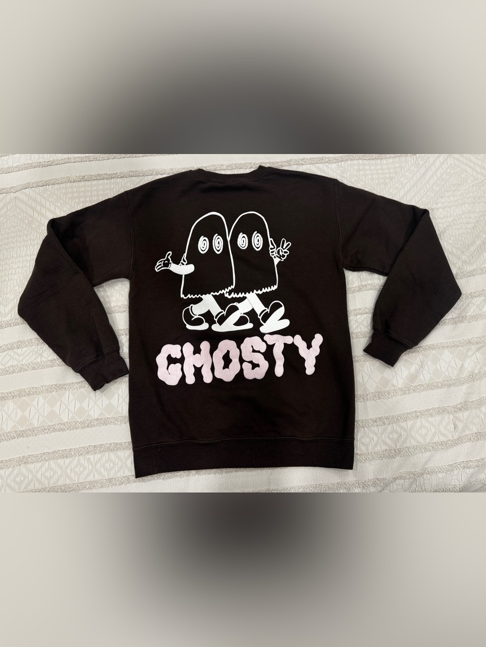 RARE LONELY GHOST Dark Brown Crew Neck Sweatshirt Size Small